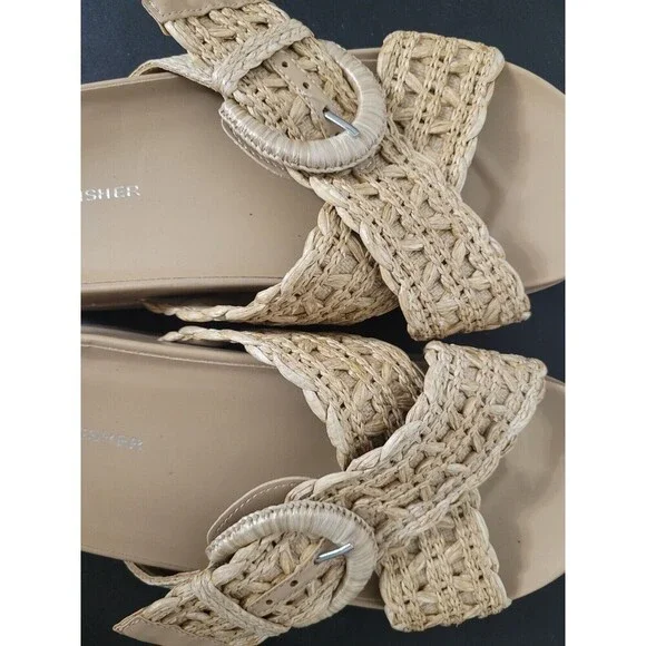 Marc Fisher Welti Woven Buckle Platform Sandal Womens Sz 8.5M Tan - Picture 9 of 11